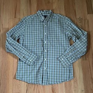Gap Shirt Mens Medium Green Blue Check Button Up Casual Preppy Cotton Church